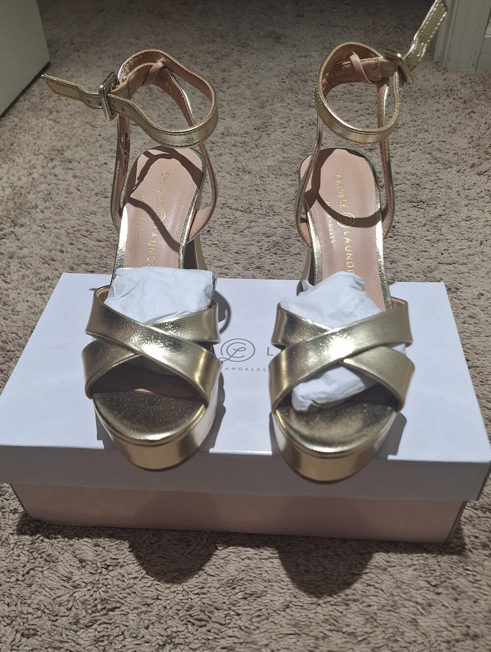Chinese Laundry Thorie Gold Sandal Heels (6.5)